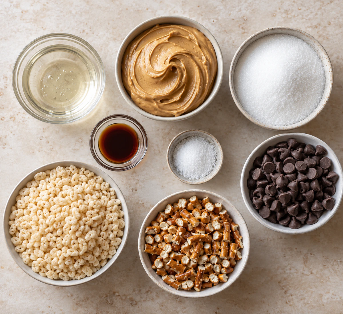 Exact measured ingredients for Easy No-Bake Treats
