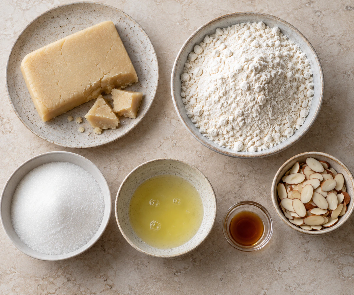 Exact measured ingredients for Holiday Almond Treats
