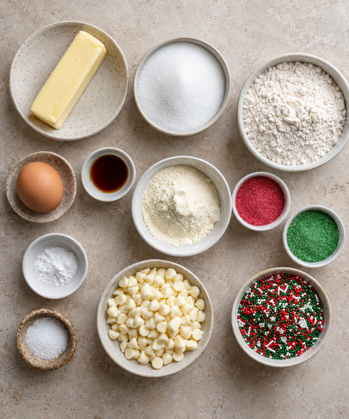 Exact measured ingredients for Soft Red and Green Cookies