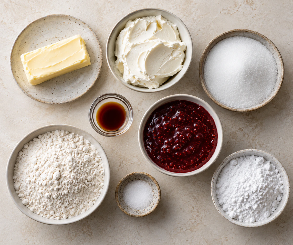 Exact measured ingredients for Swirled Jam Cookie Rolls