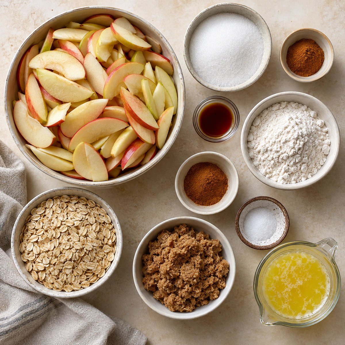 Exact measured ingredients for Easy Baked Apple Dessert