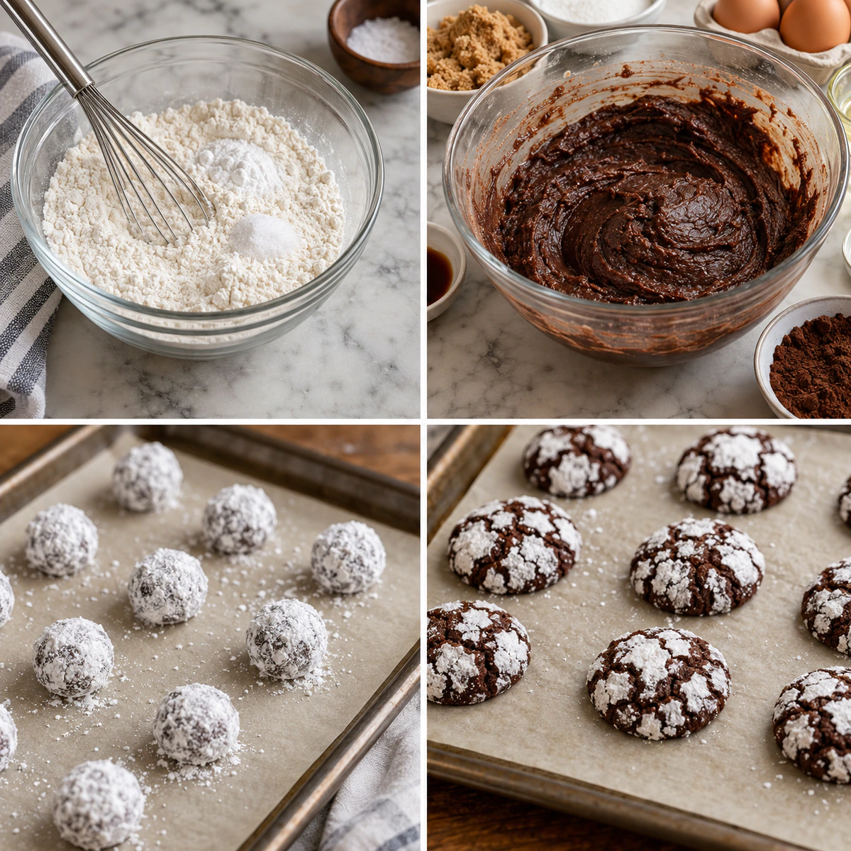 Four chronological preparation stages for Classic Holiday Treats