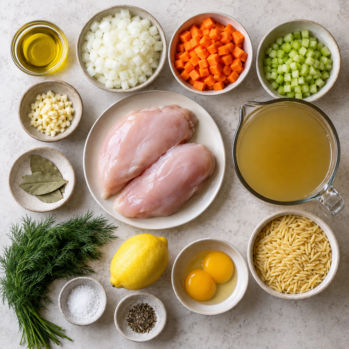 Exact measured ingredients for Creamy Greek Lemon Soup