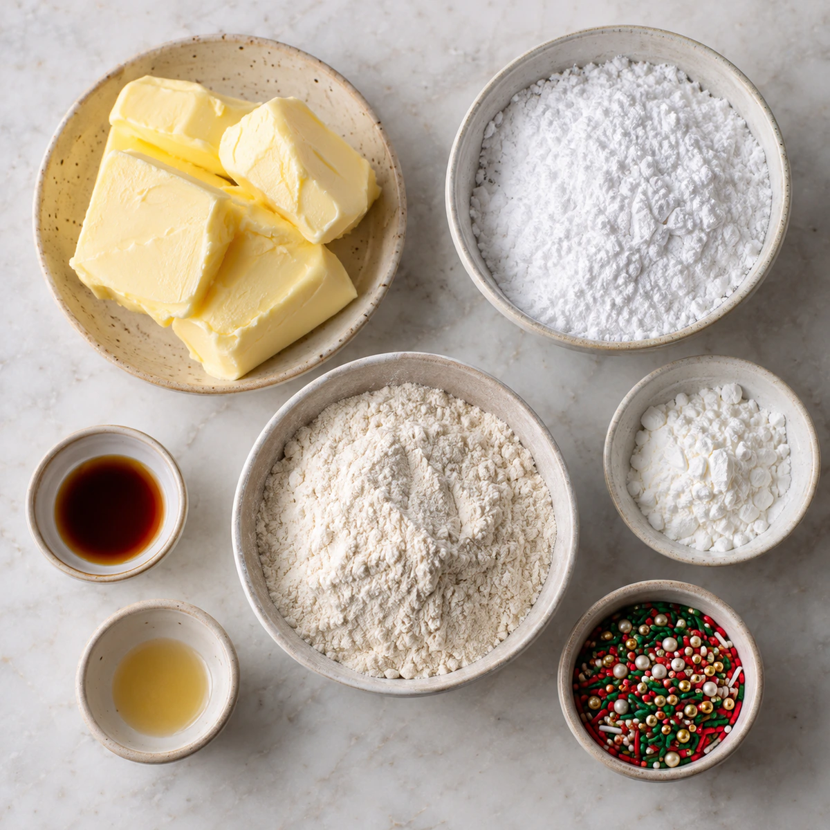 Exact measured ingredients for Melt Away Cookies
