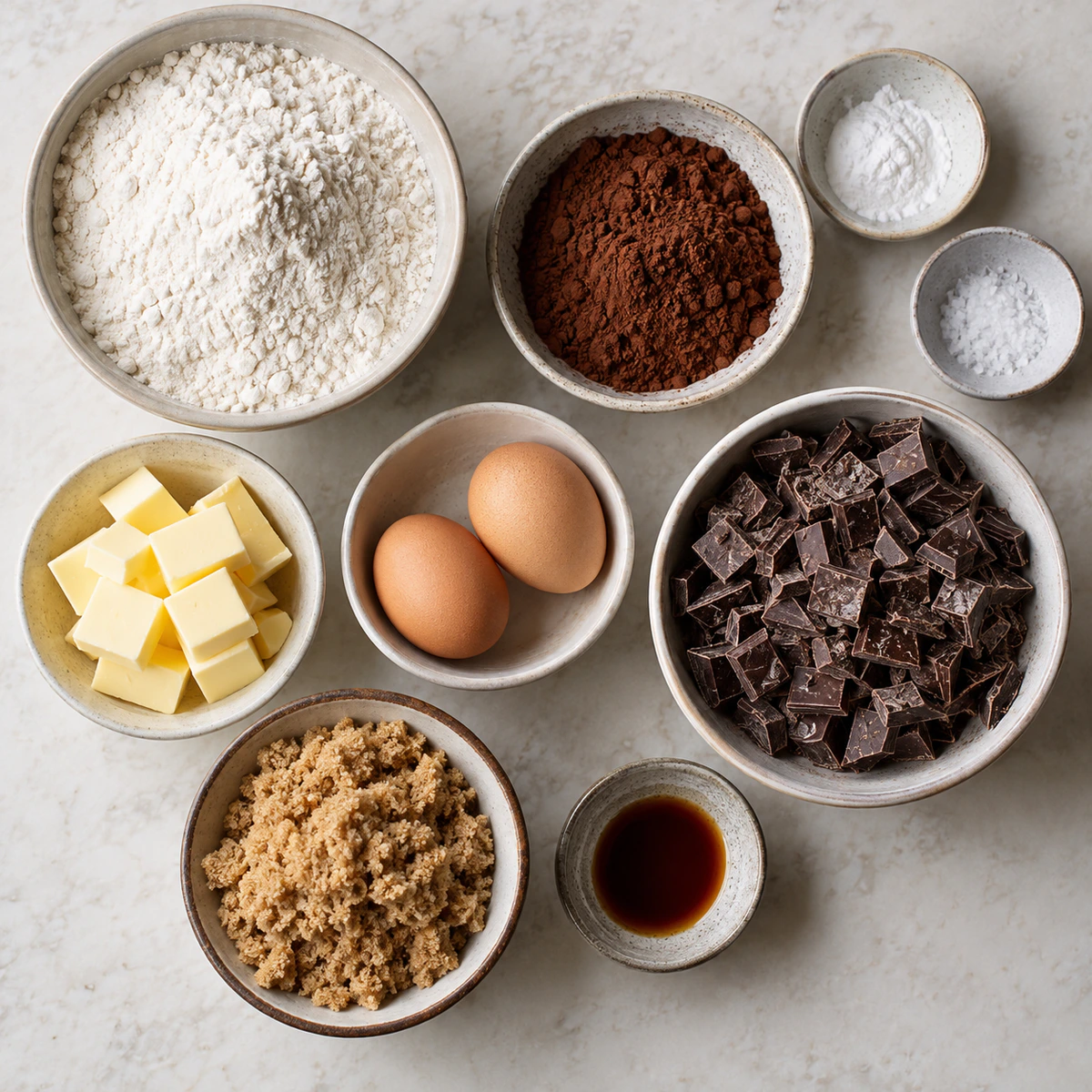 Exact measured ingredients for Rich Chocolate Crinkle Cookies