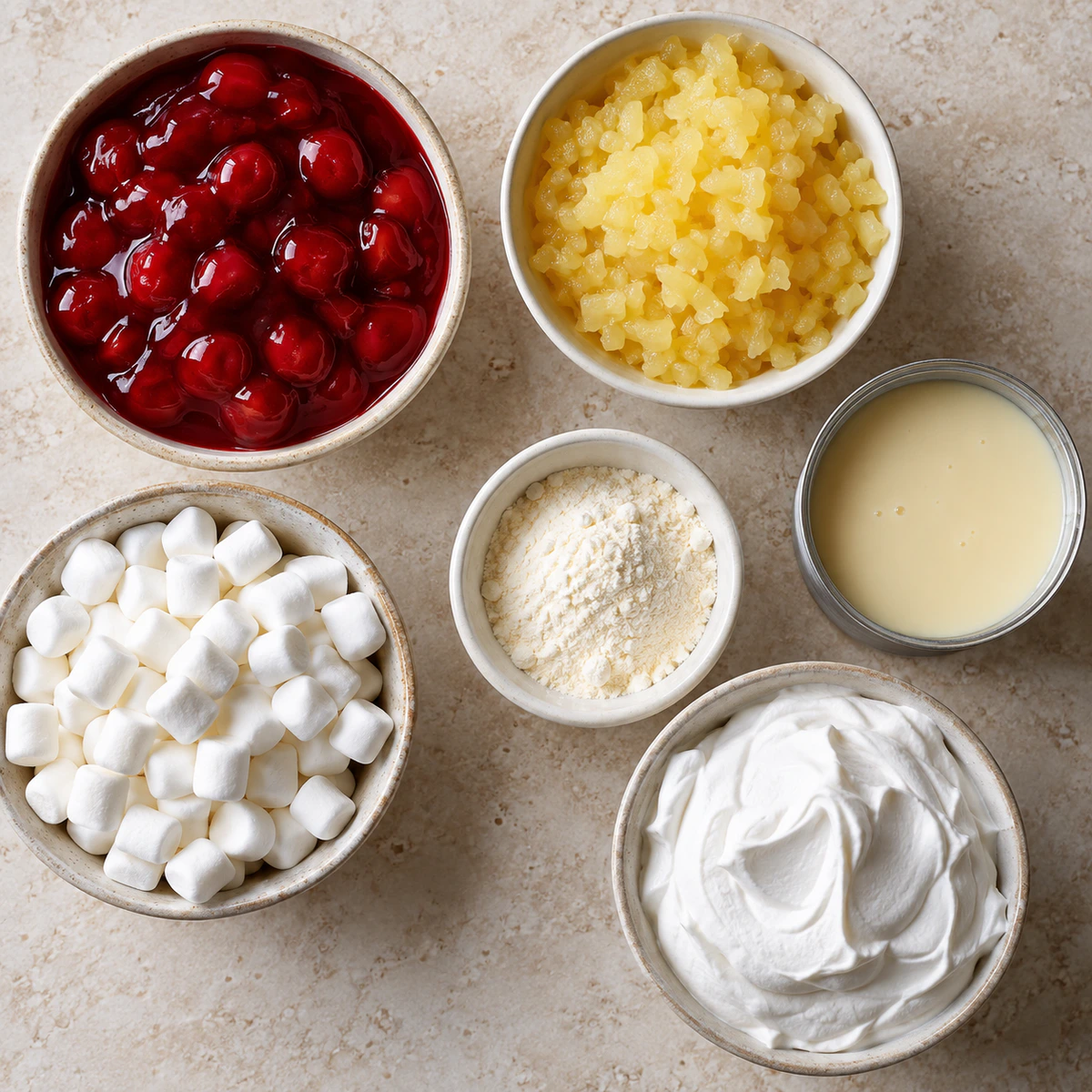 Exact measured ingredients for Sweet Dessert Salad