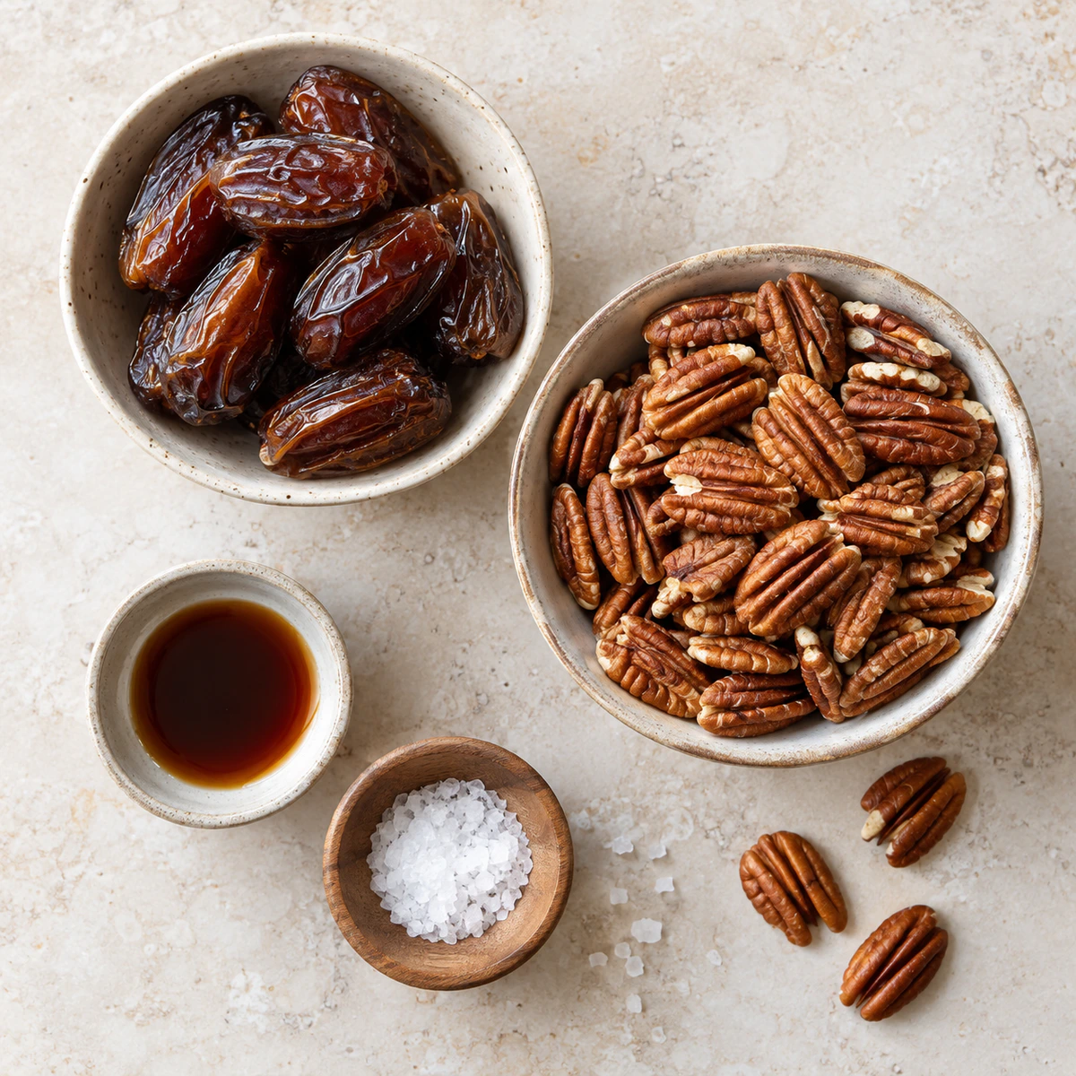 Exact measured ingredients for Quick Date Pecan Bites