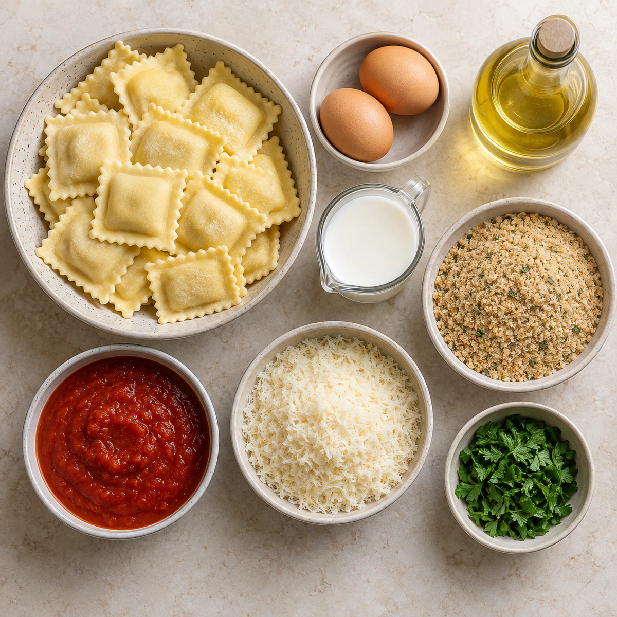 Exact measured ingredients for Crispy Parmesan Ravioli