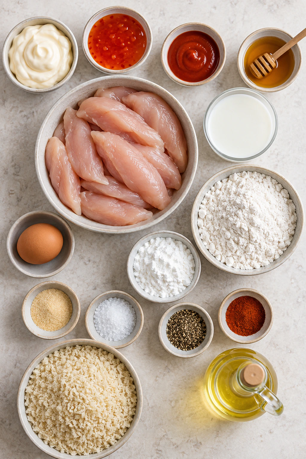 Exact measured ingredients for Crispy Spicy Chicken Strips