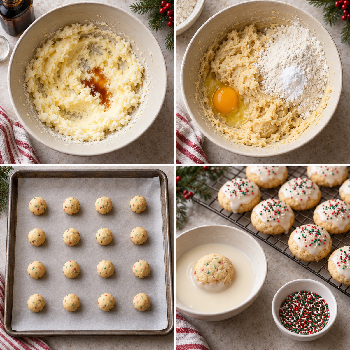 Four chronological preparation stages for Sweet Holiday Tradition