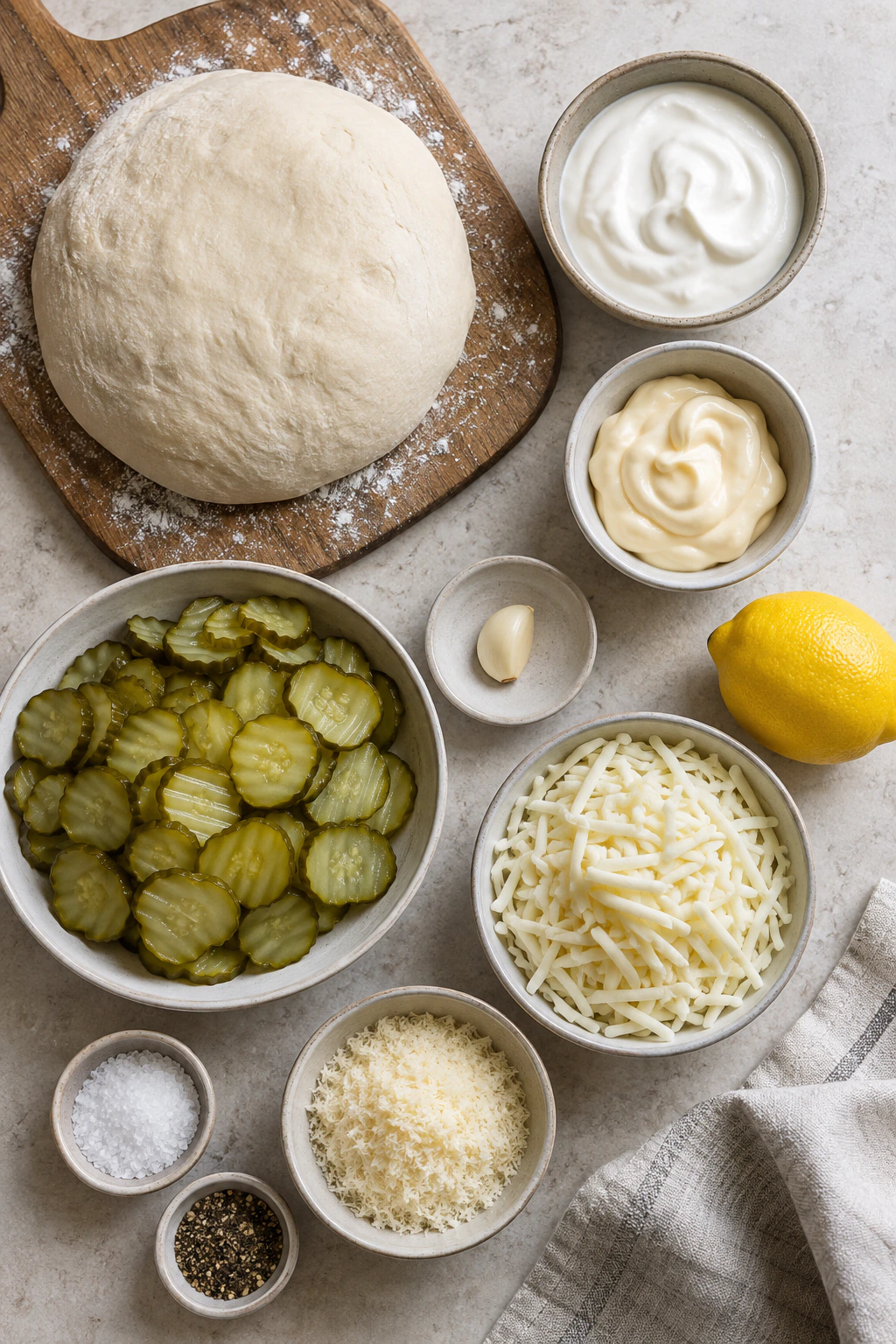 Exact measured ingredients for Garlic Dill Pizza