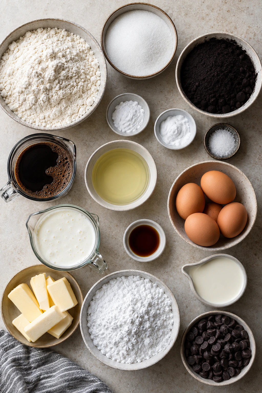 Exact measured ingredients for Dark Chocolate Layer Cake