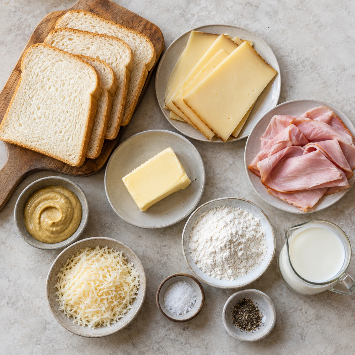 Exact measured ingredients for French Party Sandwiches