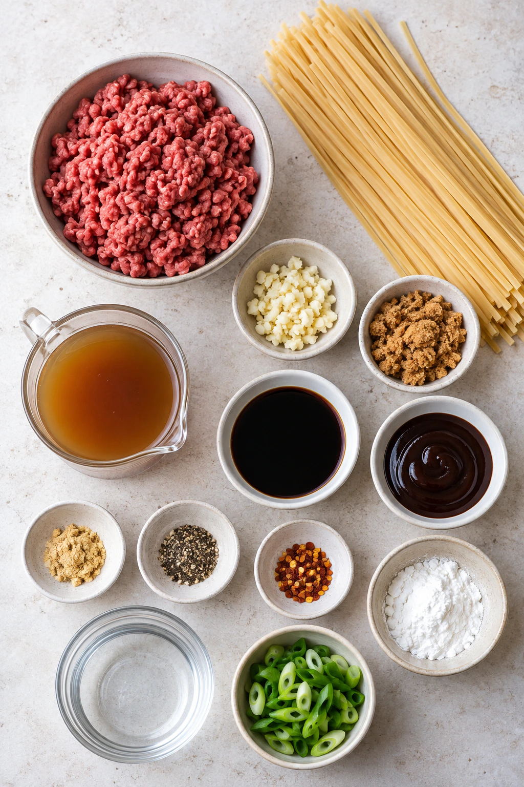 Exact measured ingredients for Quick Asian Beef Noodles