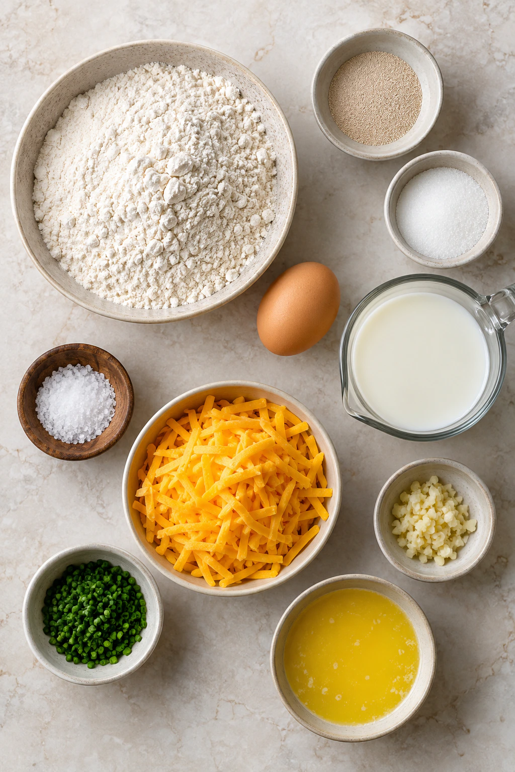 Exact measured ingredients for Fresh Baked Cheese Rolls