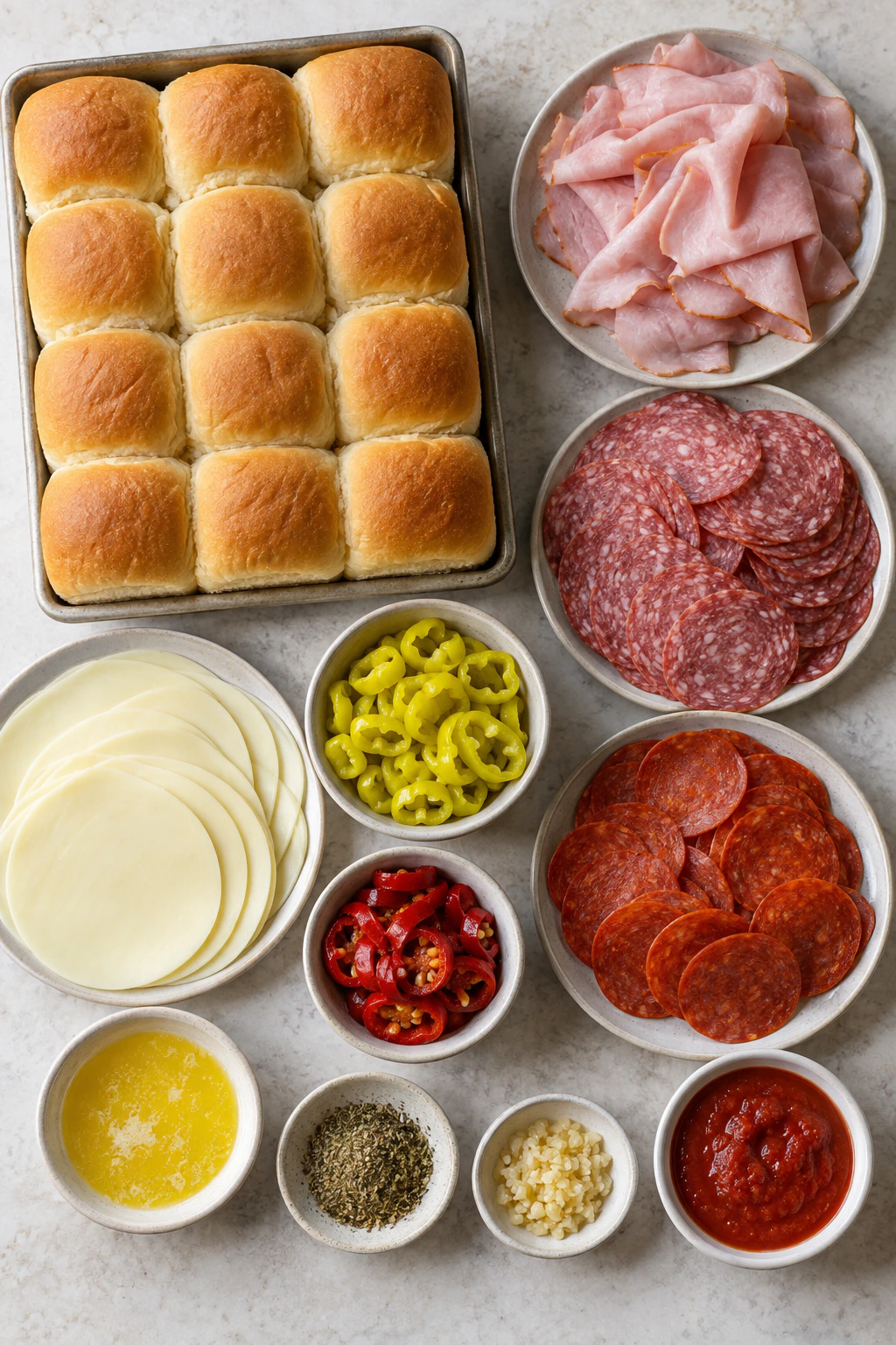 Exact measured ingredients for Hot Party Sandwich Platter