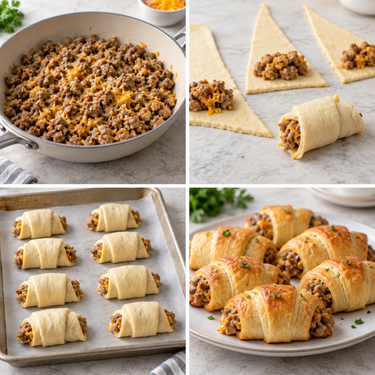 Four chronological preparation stages for Easy Morning Meal Wraps