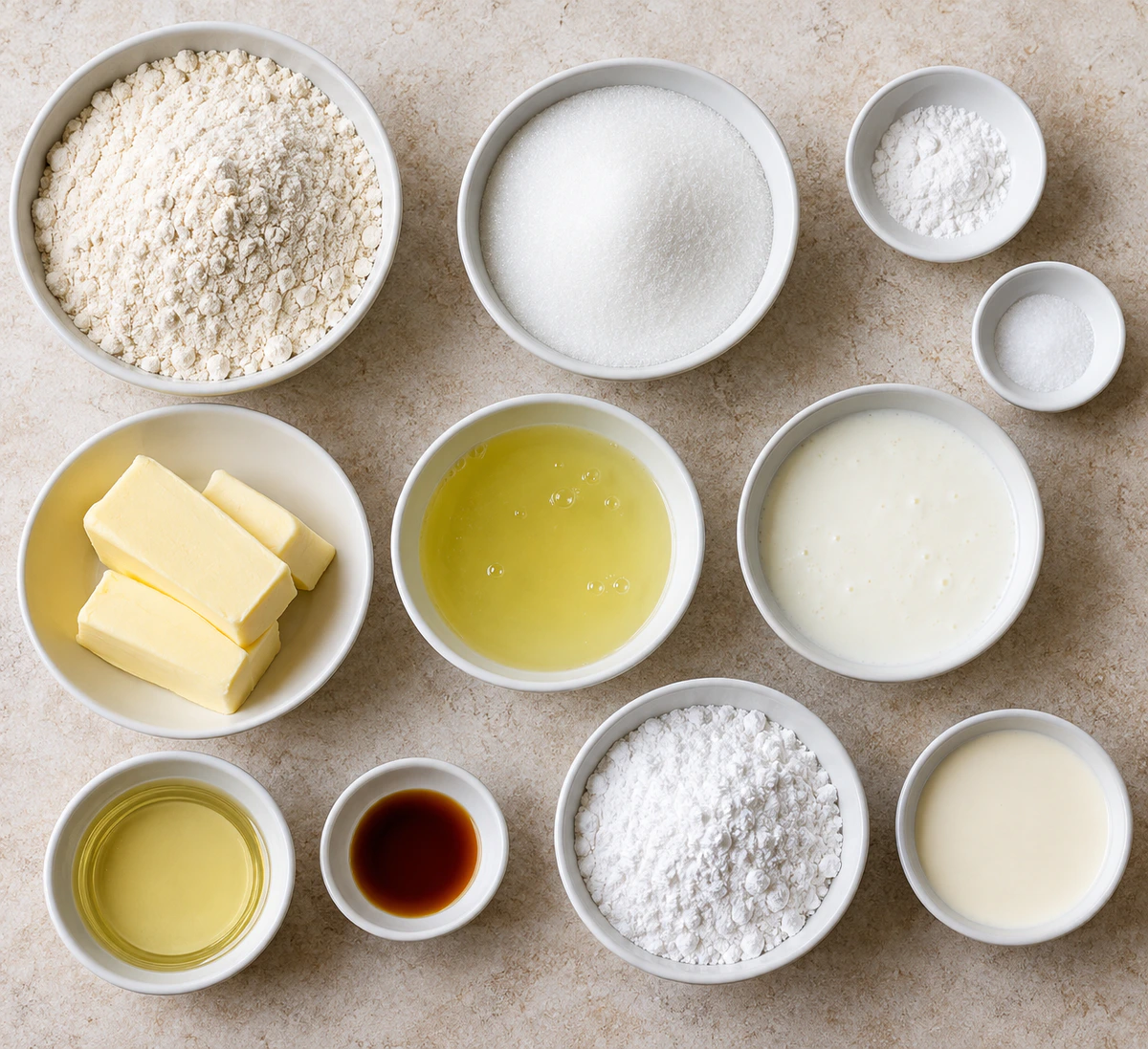Exact measured ingredients for Perfect Party Cake