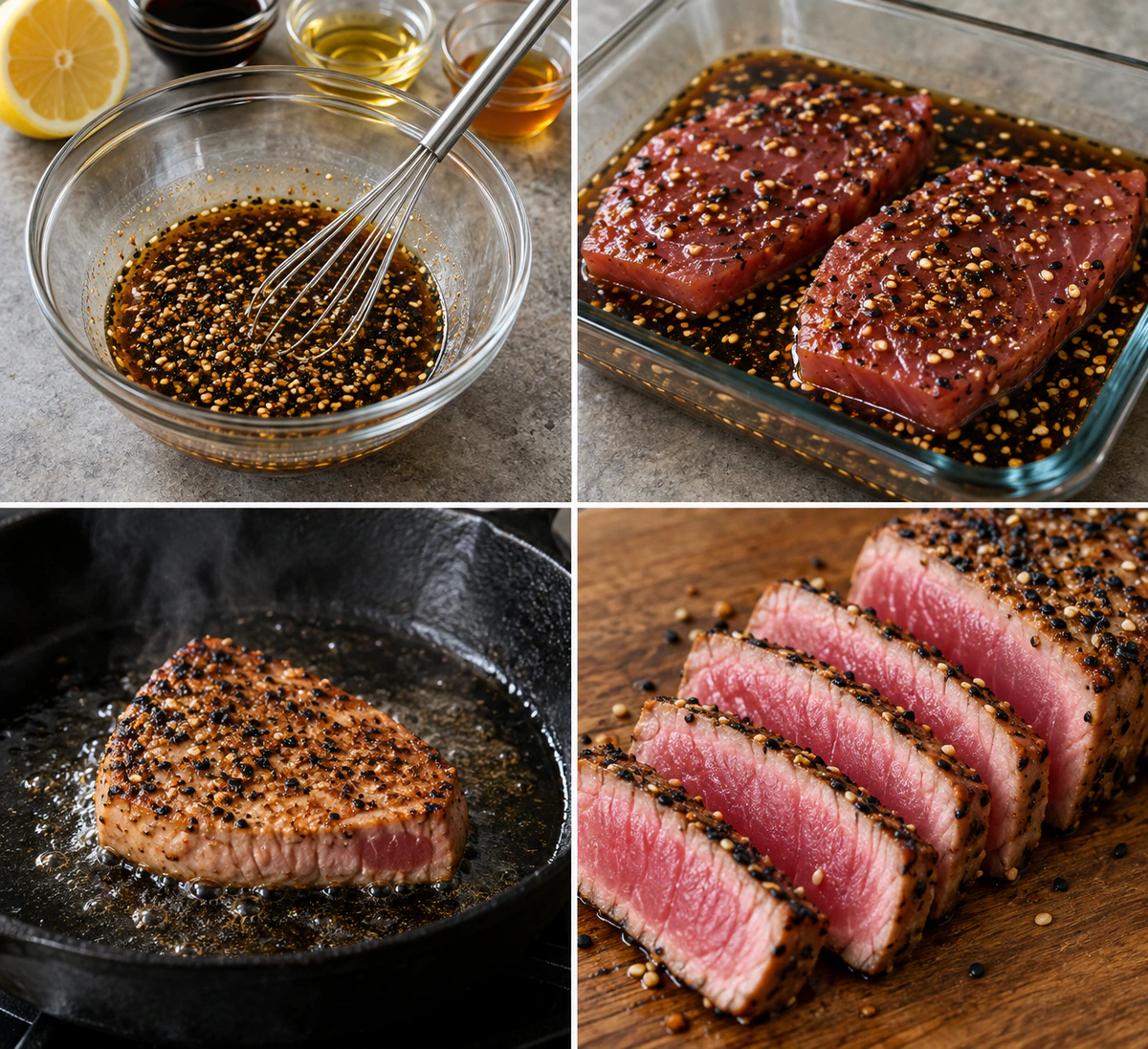Four chronological preparation stages for Restaurant-Style at Home