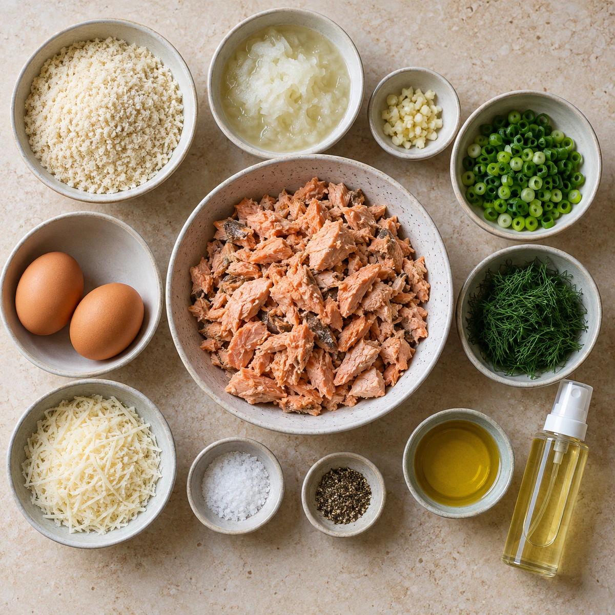 Exact measured ingredients for Easy Baked Fish Cakes