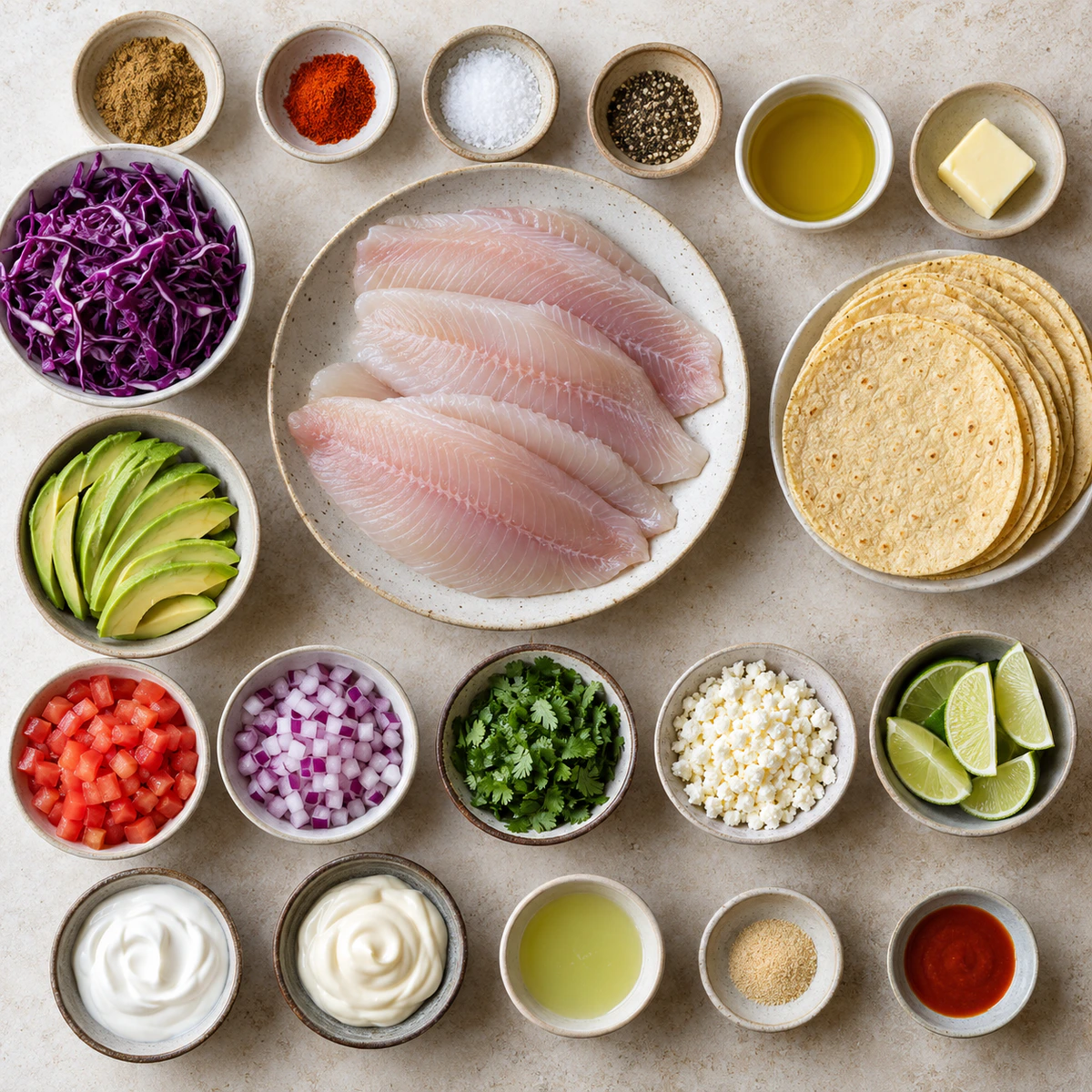 Exact measured ingredients for Perfect Fish Taco Night