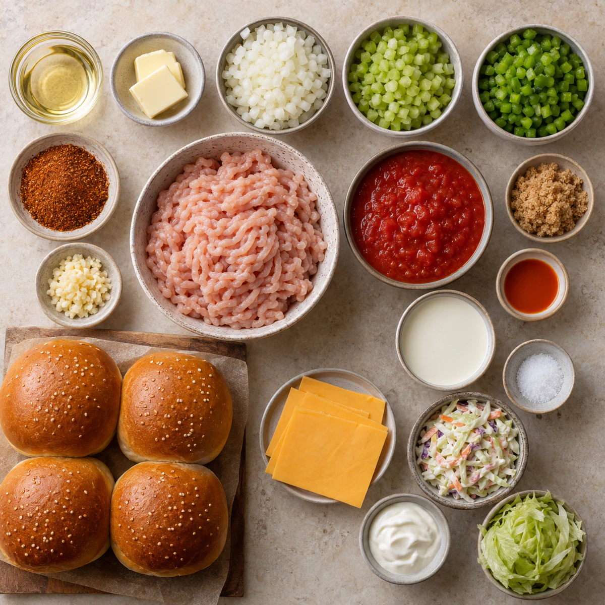 Exact measured ingredients for Easy Cajun Chicken Sloppy Joes: A 30-Minute Family Dinner