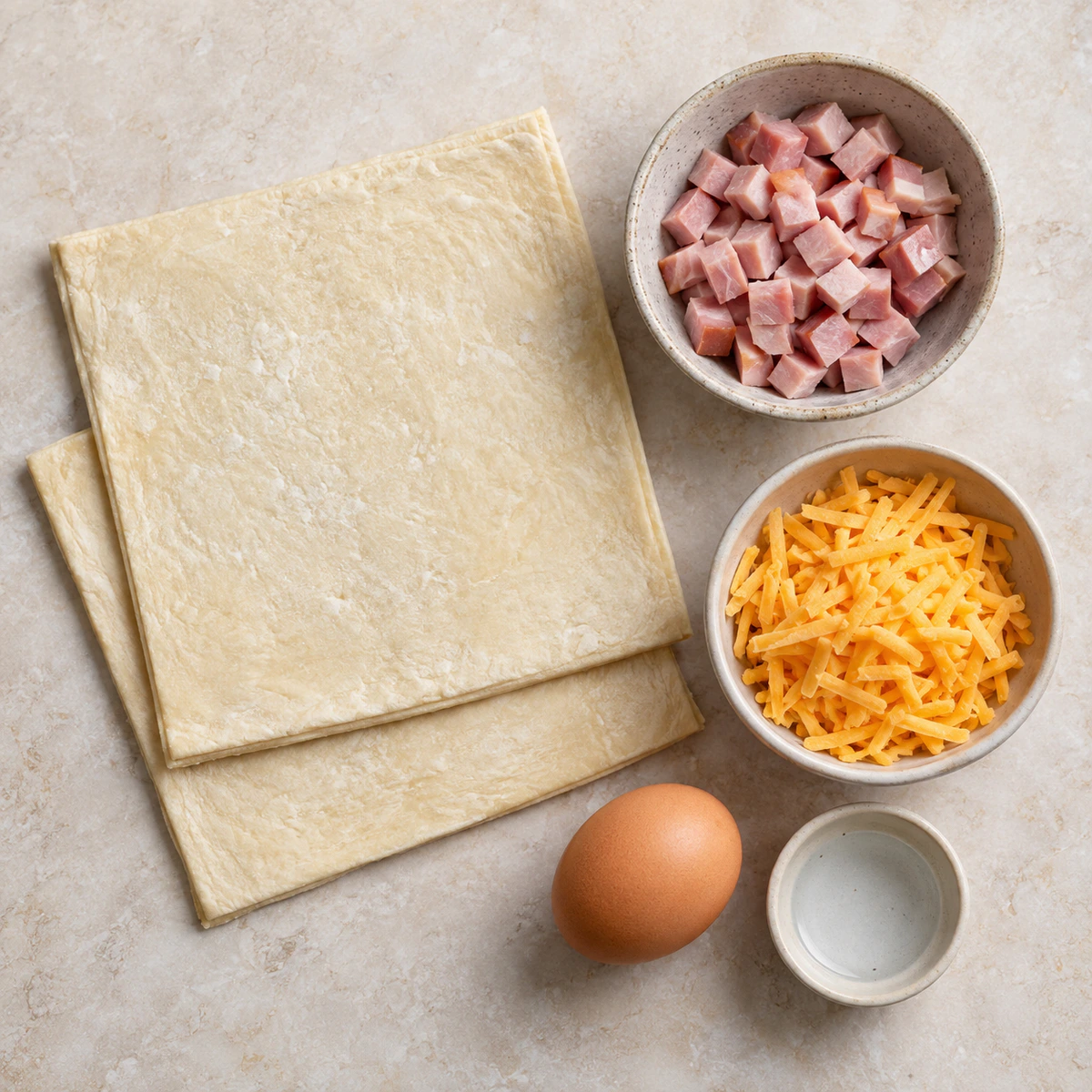 Exact measured ingredients for Easy Cheese Ham Pastry