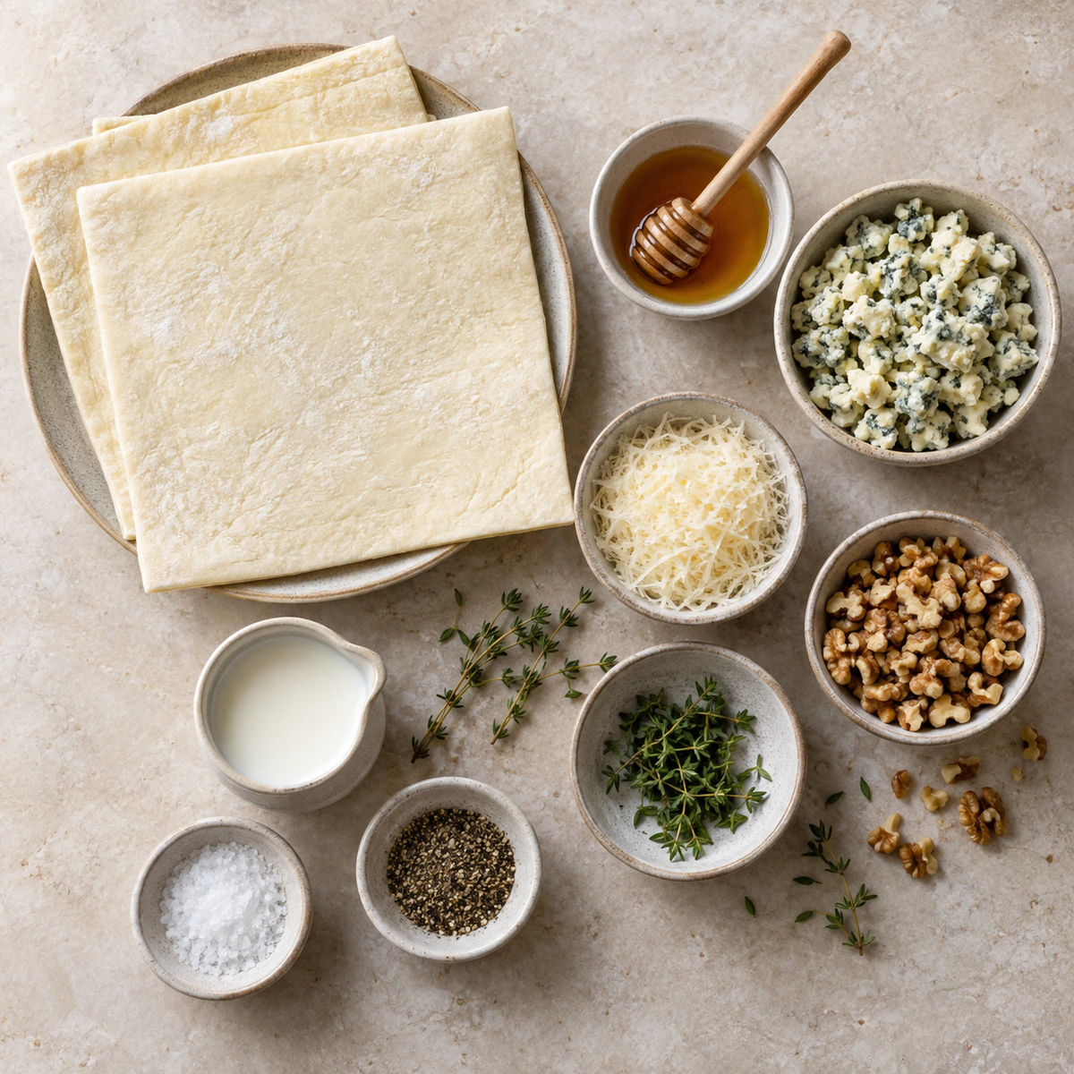 Exact measured ingredients for Savory Cheese Pastry Coils