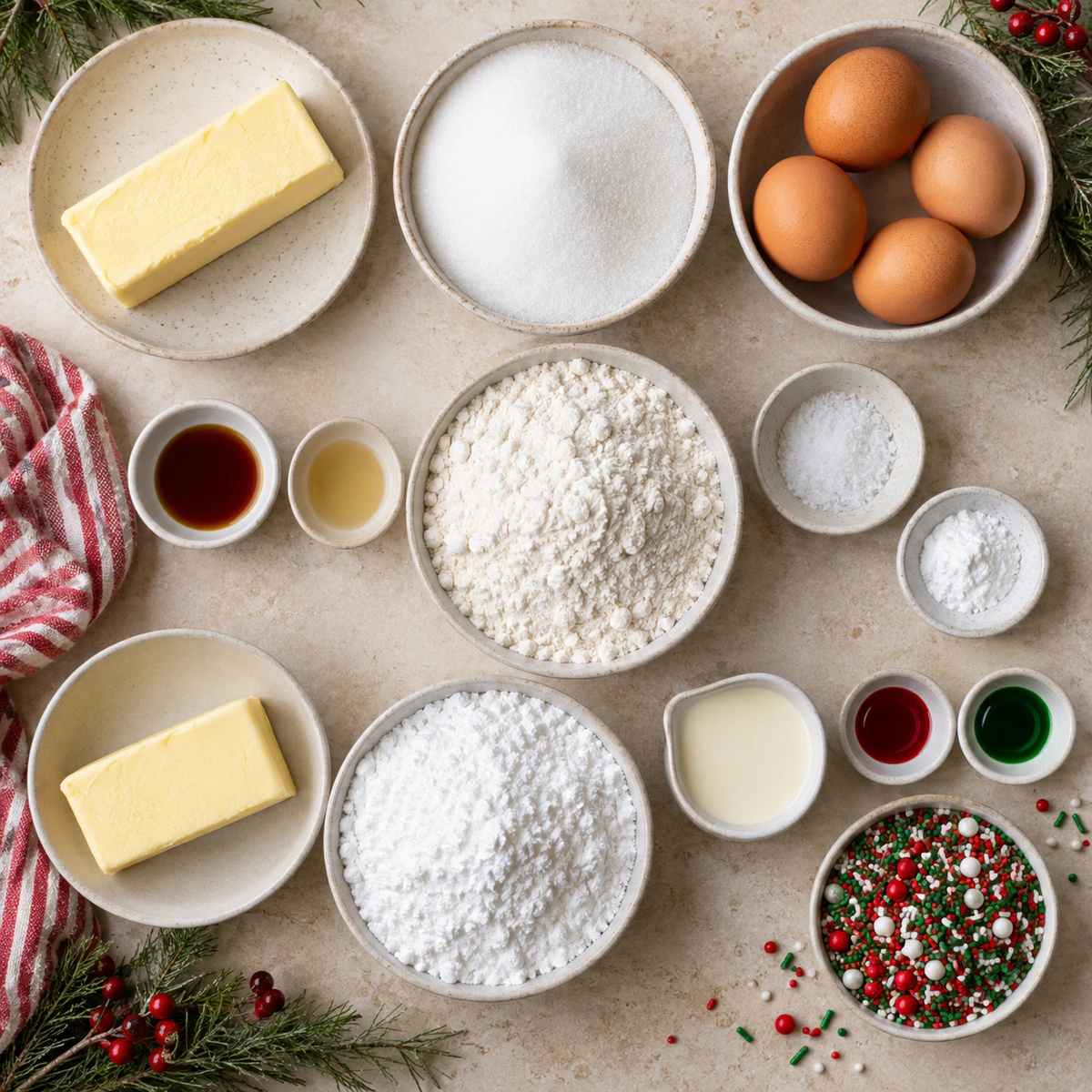 Exact measured ingredients for Easy Sheet Pan Cookies