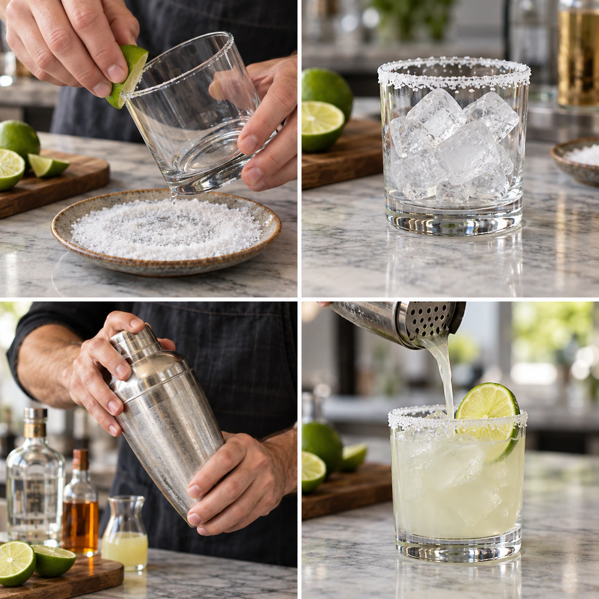Four chronological preparation stages for Perfect Party Drink
