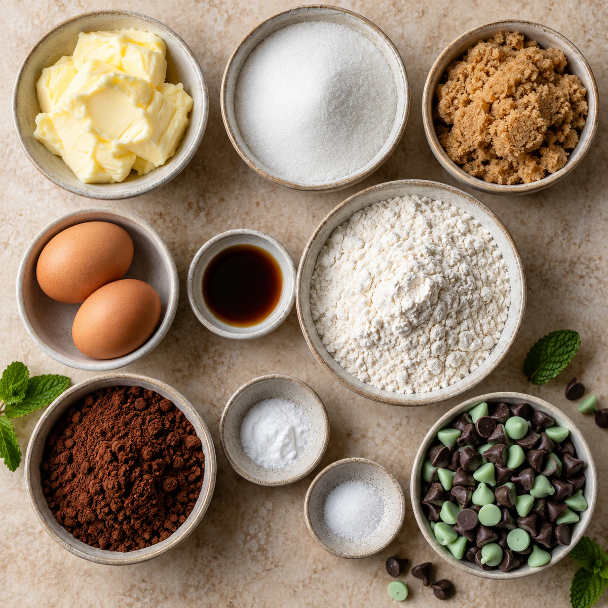 Exact measured ingredients for Dark Chocolate Mint Cookies