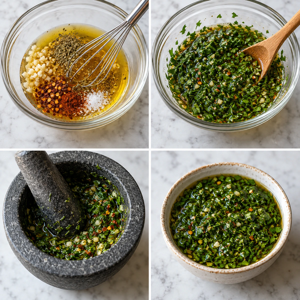 Four chronological preparation stages for Fresh Herb Magic