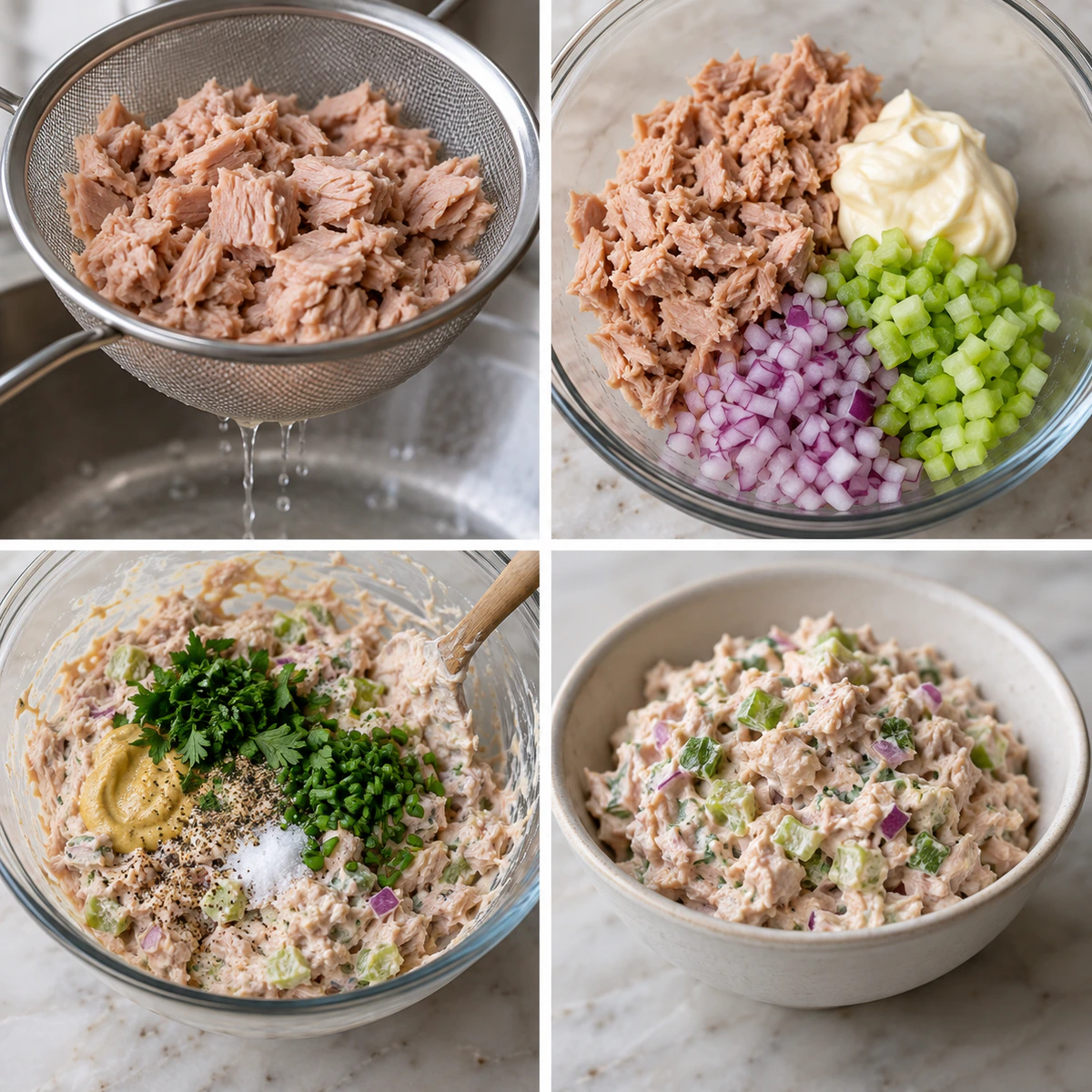 Four chronological preparation stages for Quick Lunch Classic