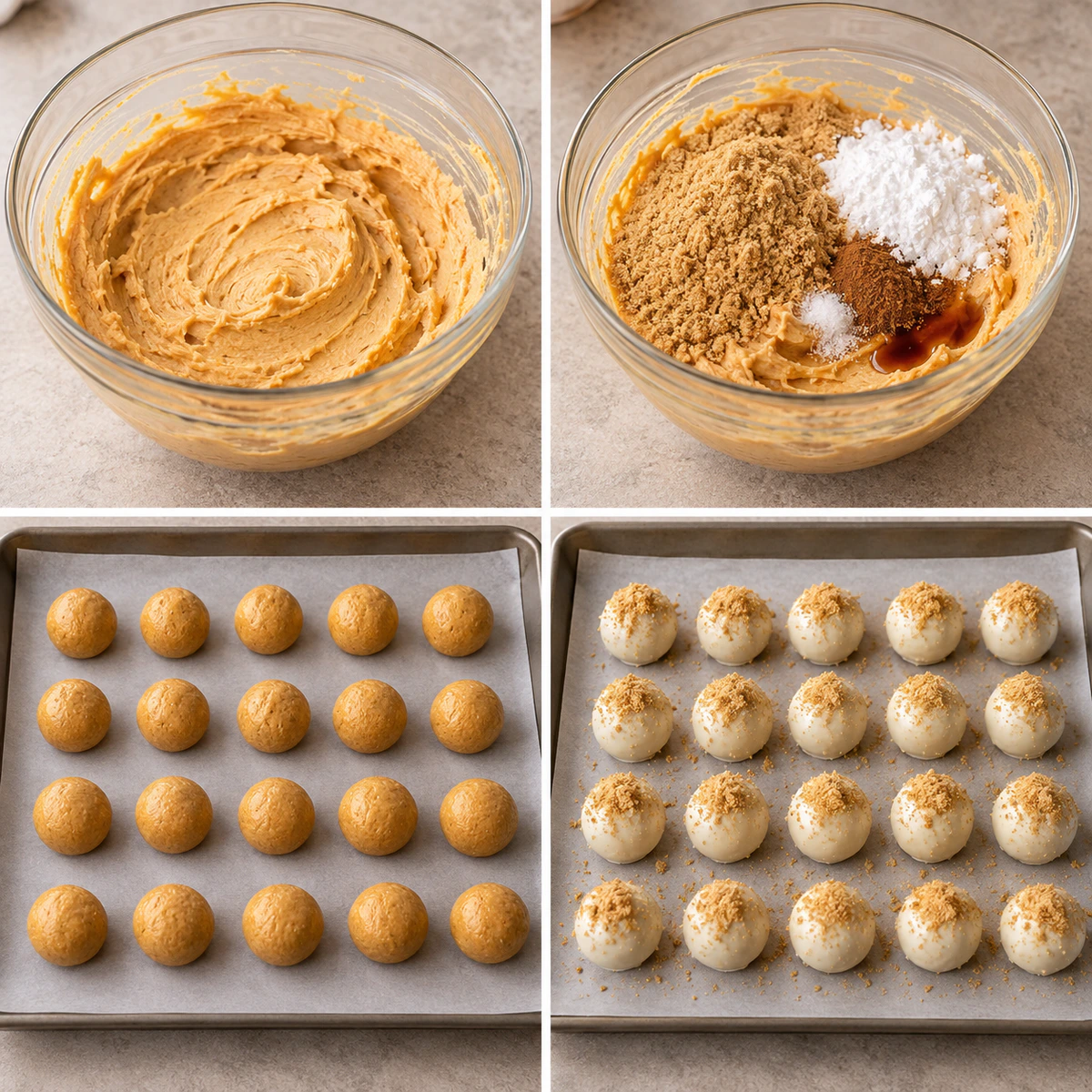 Four chronological preparation stages for Easy Fall Treats