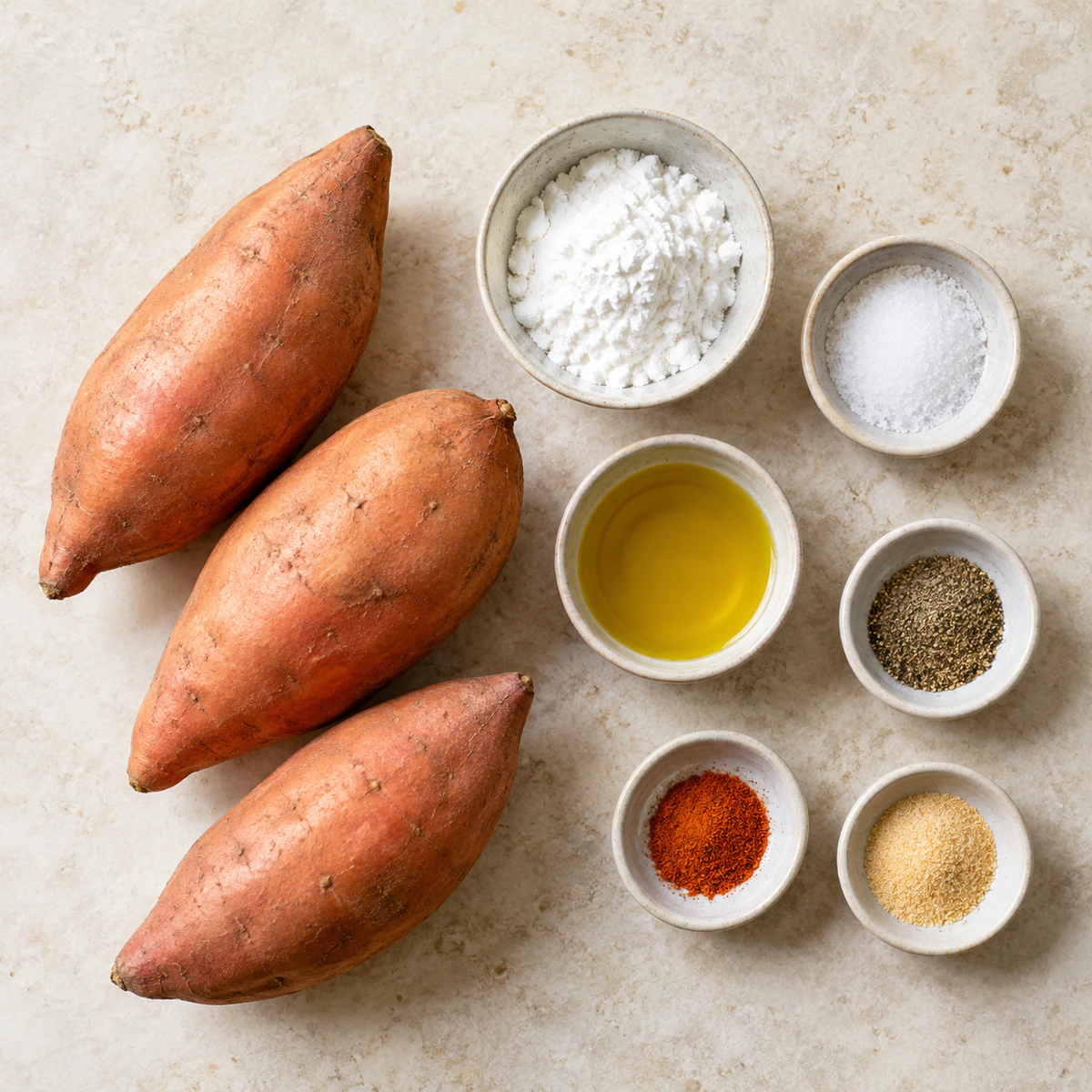 Exact measured ingredients for Perfect Crispy Baked Fries