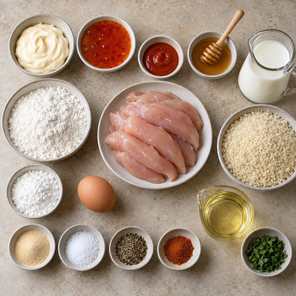Exact measured ingredients for Crispy Spicy Chicken Strips