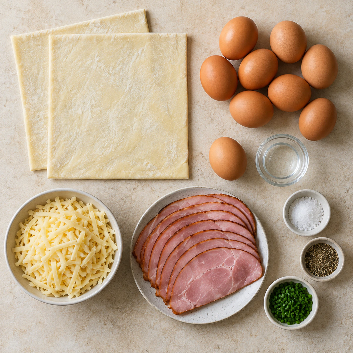 Exact measured ingredients for Easy Breakfast Pastry Eggs