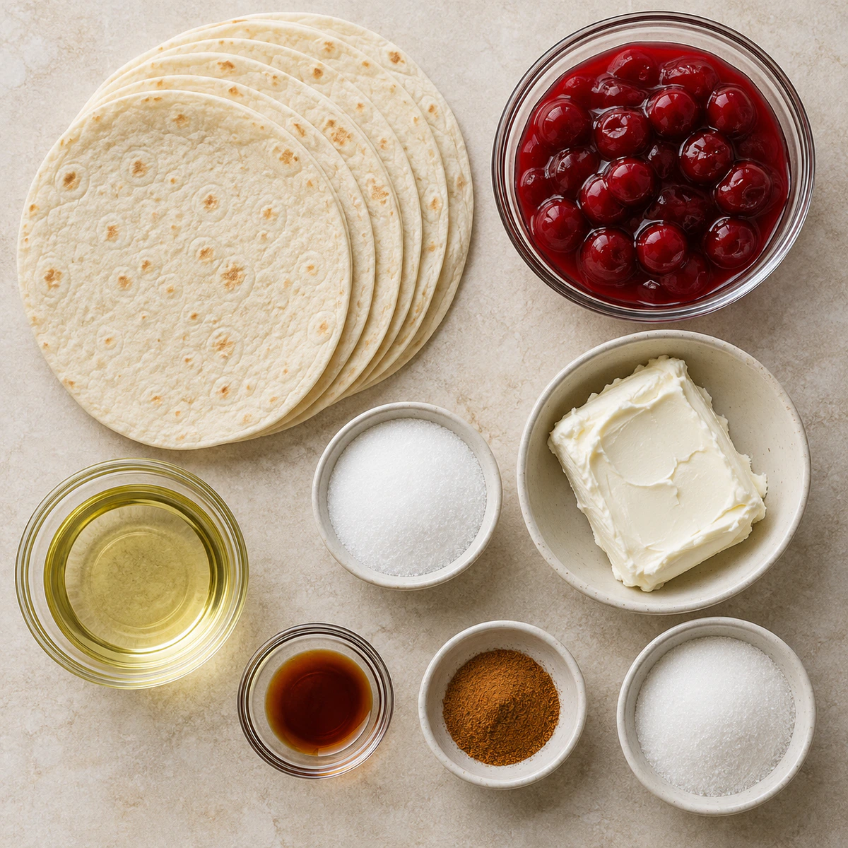 Exact measured ingredients for Sweet Fried Cherry Cheesecake