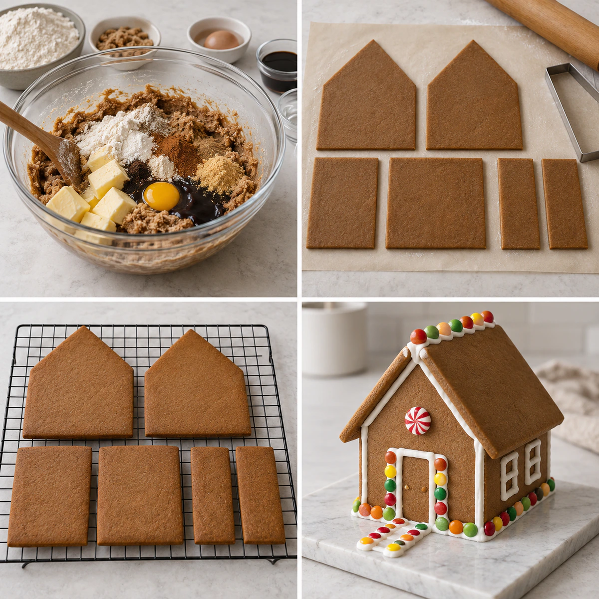 Four chronological preparation stages for Holiday Baking Project