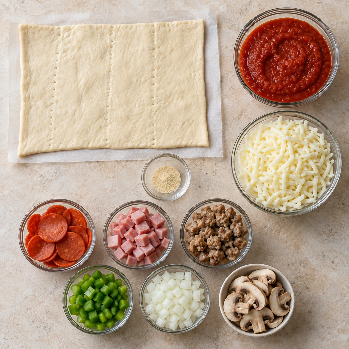 Exact measured ingredients for Mini Pizza Bites