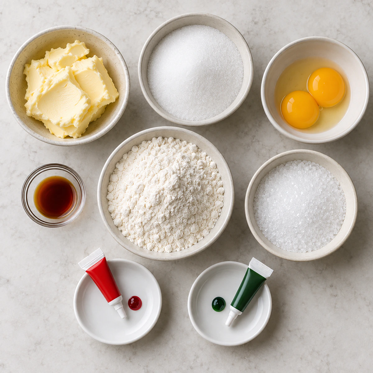 Exact measured ingredients for Tri-Color Holiday Treats