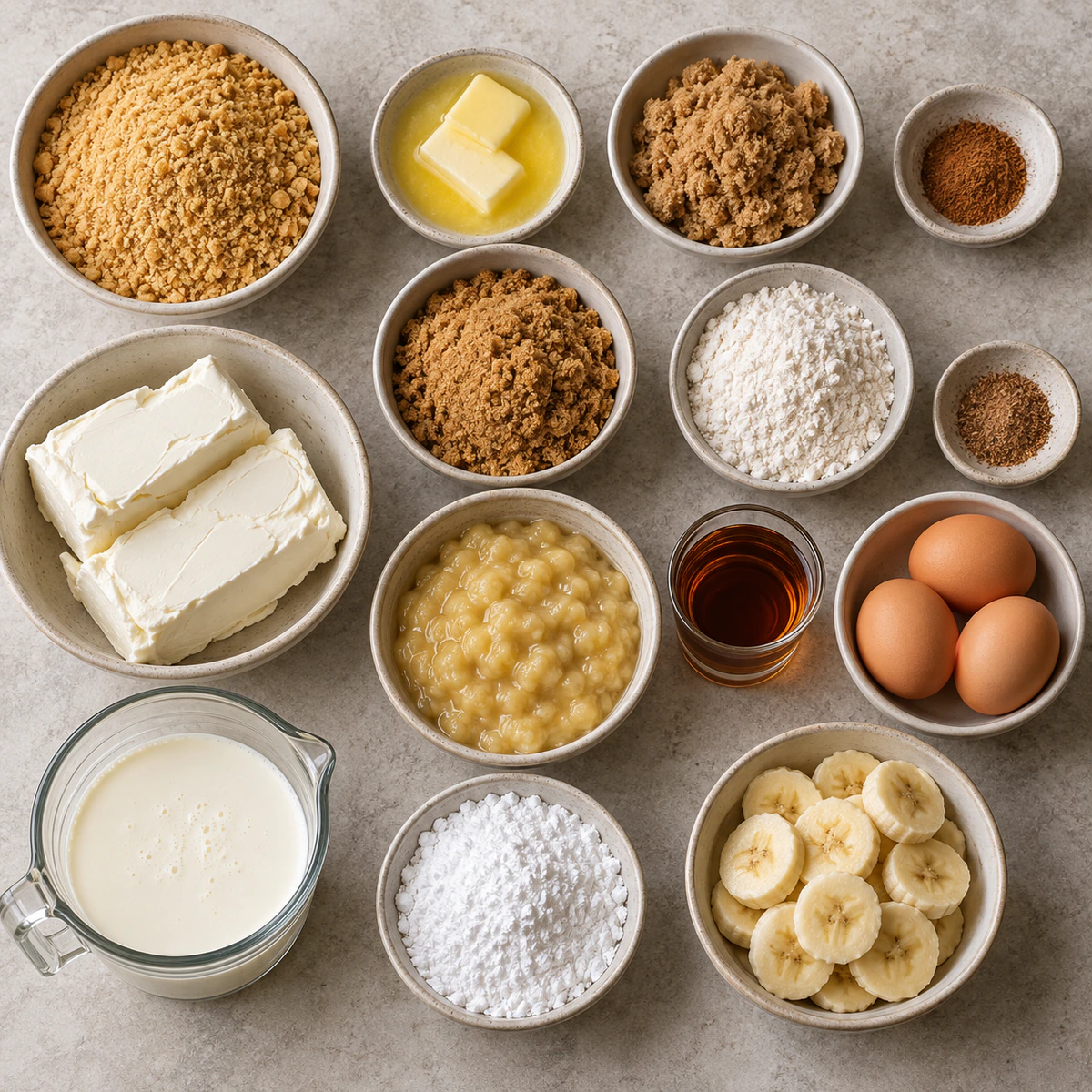 Exact measured ingredients for Rich Banana Cheesecake