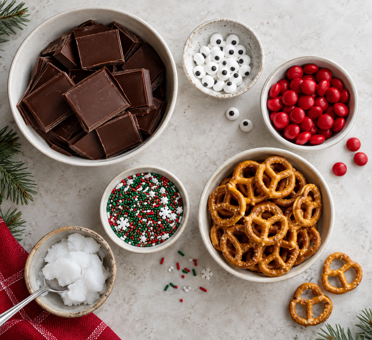 Exact measured ingredients for Fun Holiday Chocolate Bark