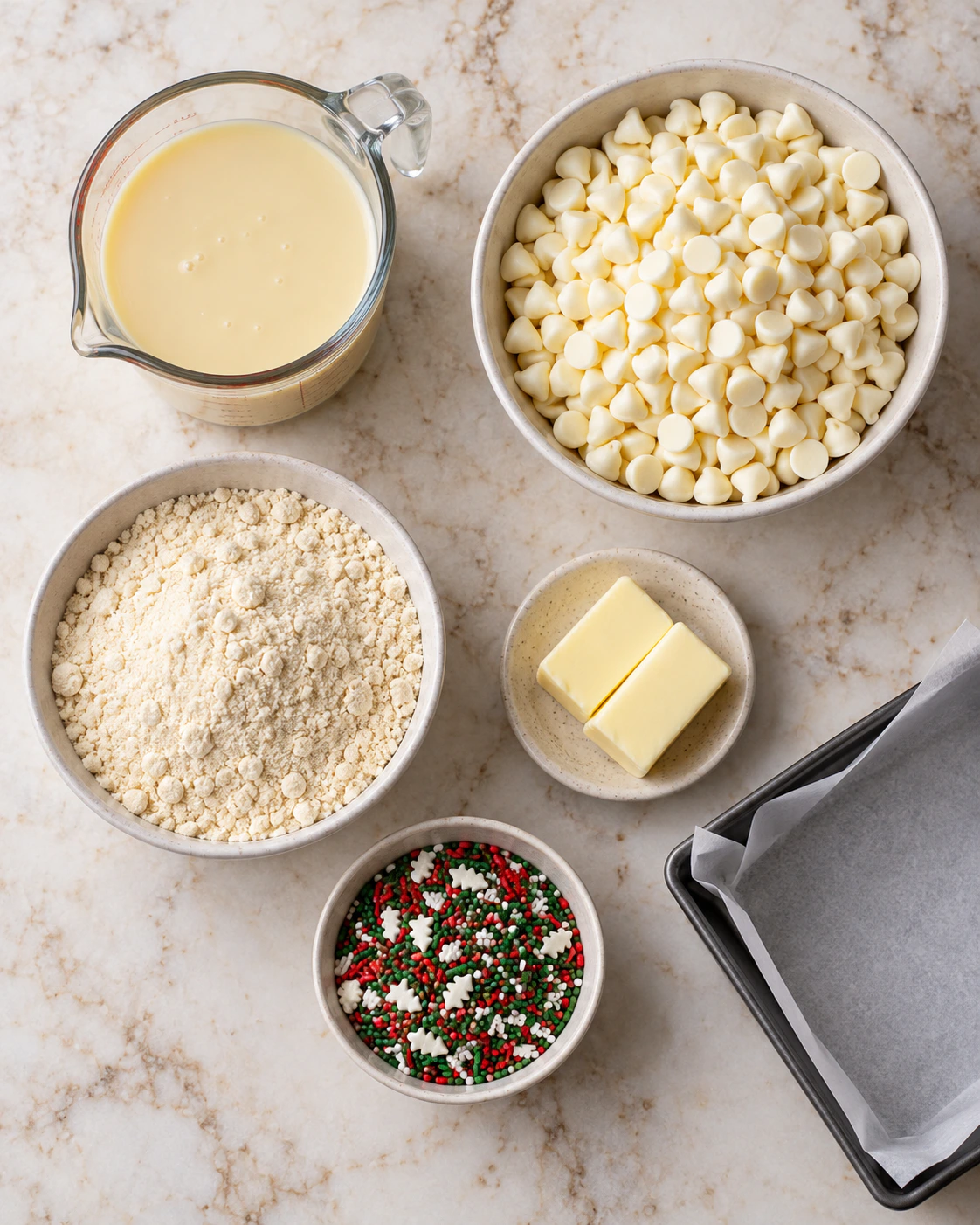 Exact measured ingredients for Sweet Holiday Cookie Fudge
