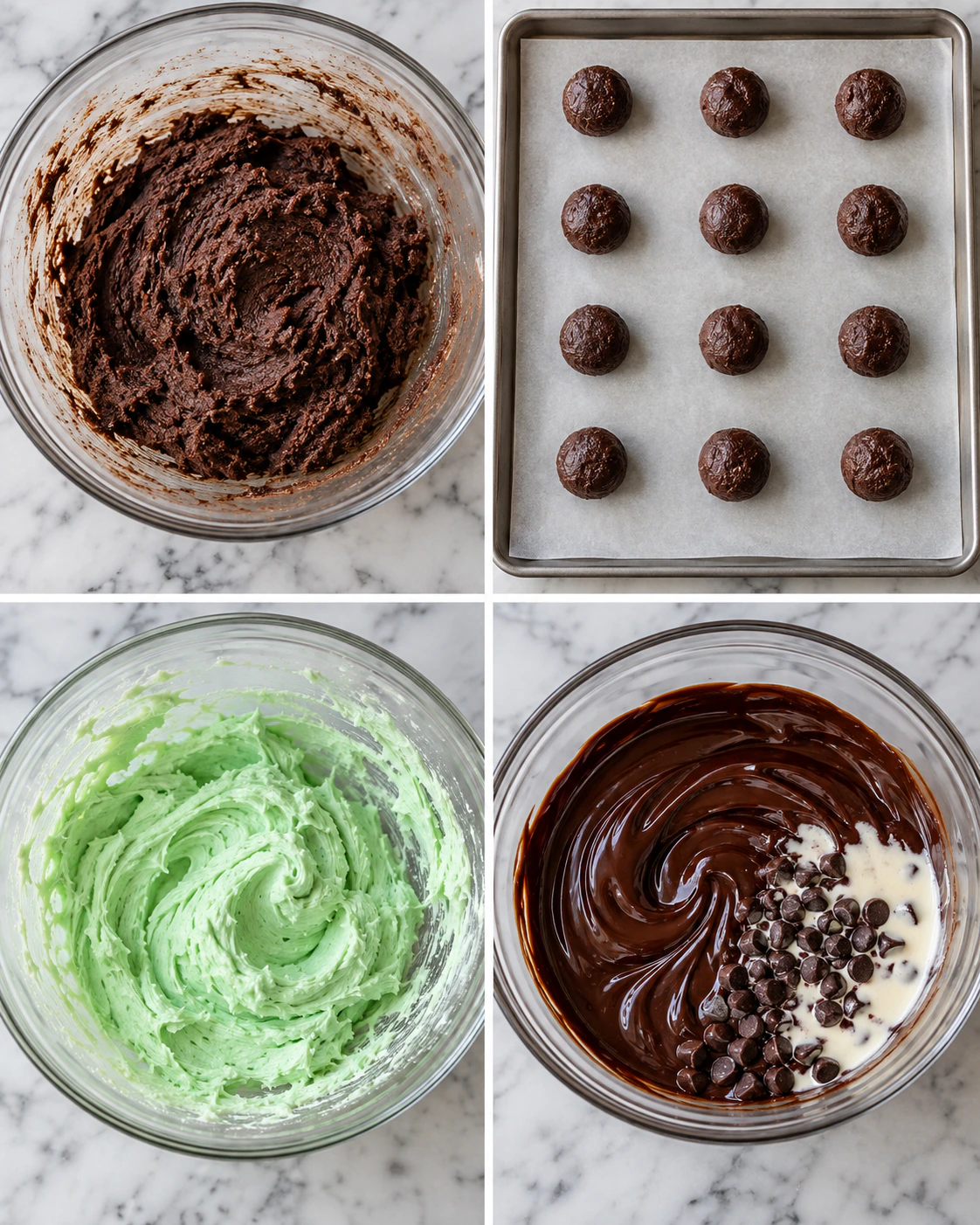 Four chronological preparation stages for Cool Chocolate Treats