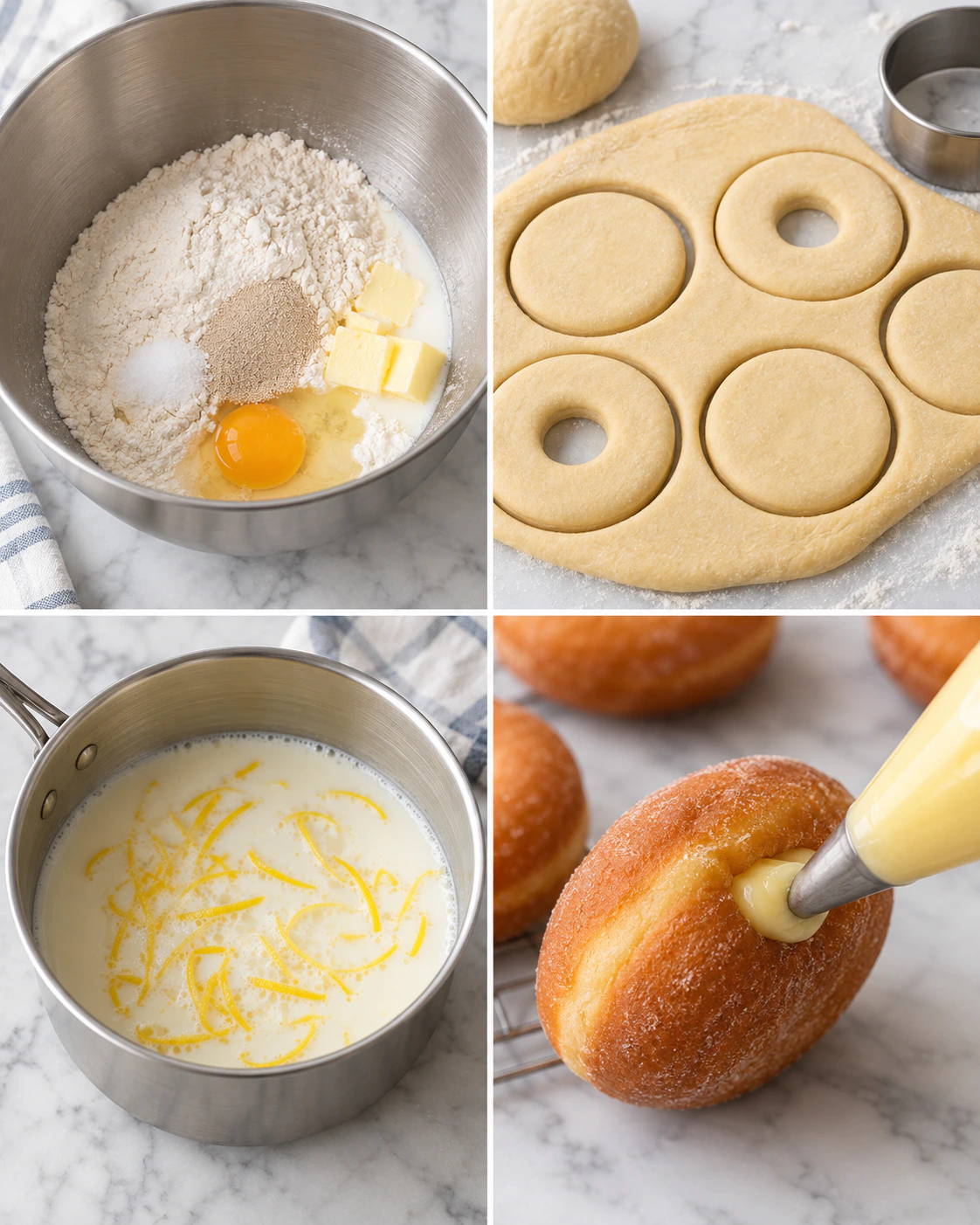 Four chronological preparation stages for Sweet Citrus Treats