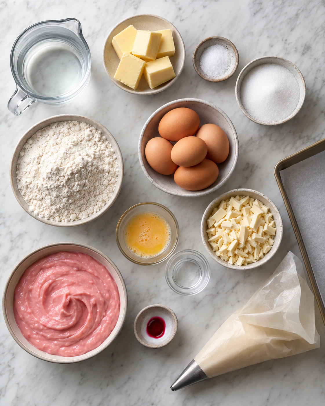 Exact measured ingredients for French Berry Pastries