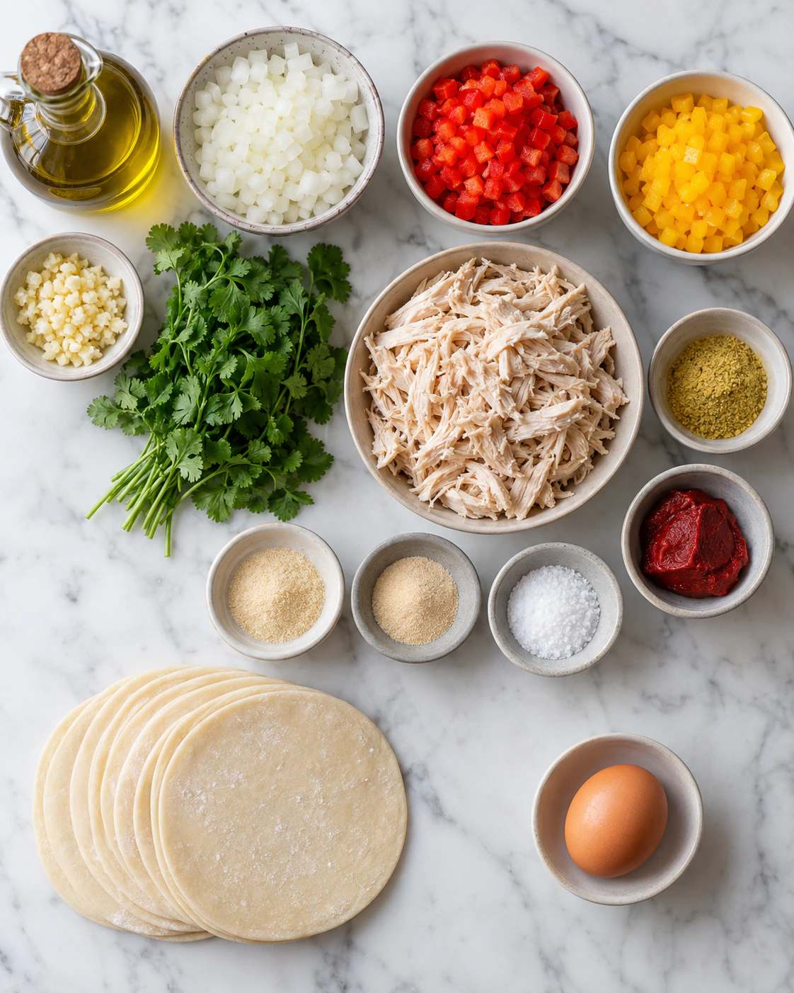 Exact measured ingredients for Golden Stuffed Pockets