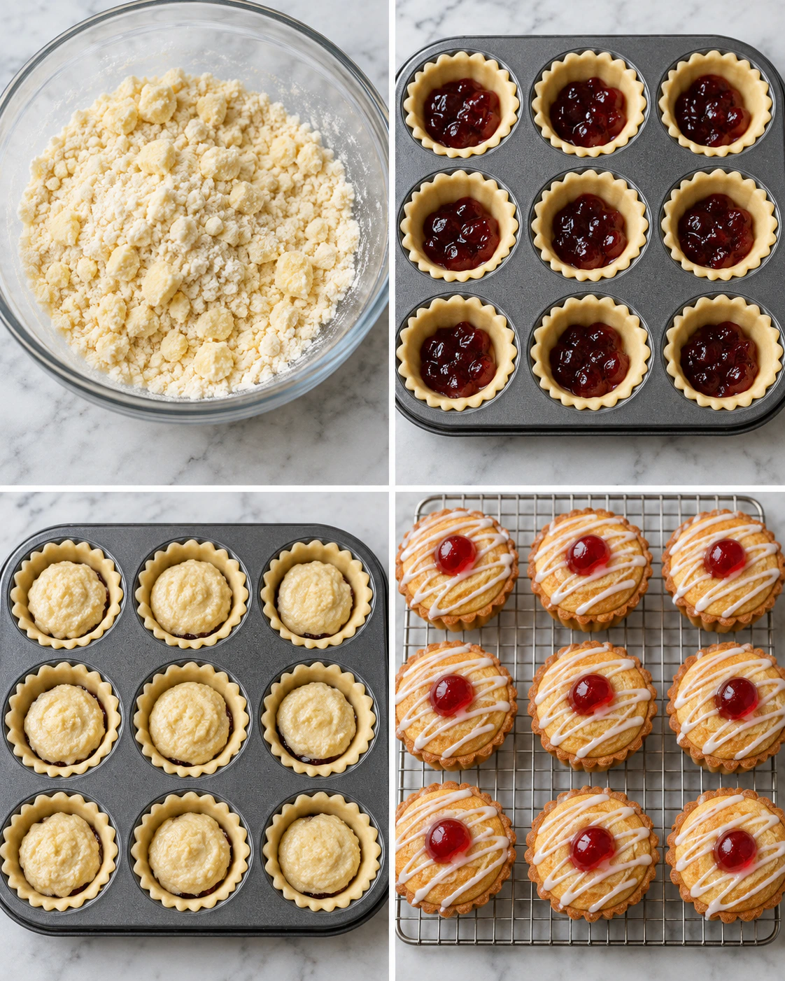 Four chronological preparation stages for Classic British Treats