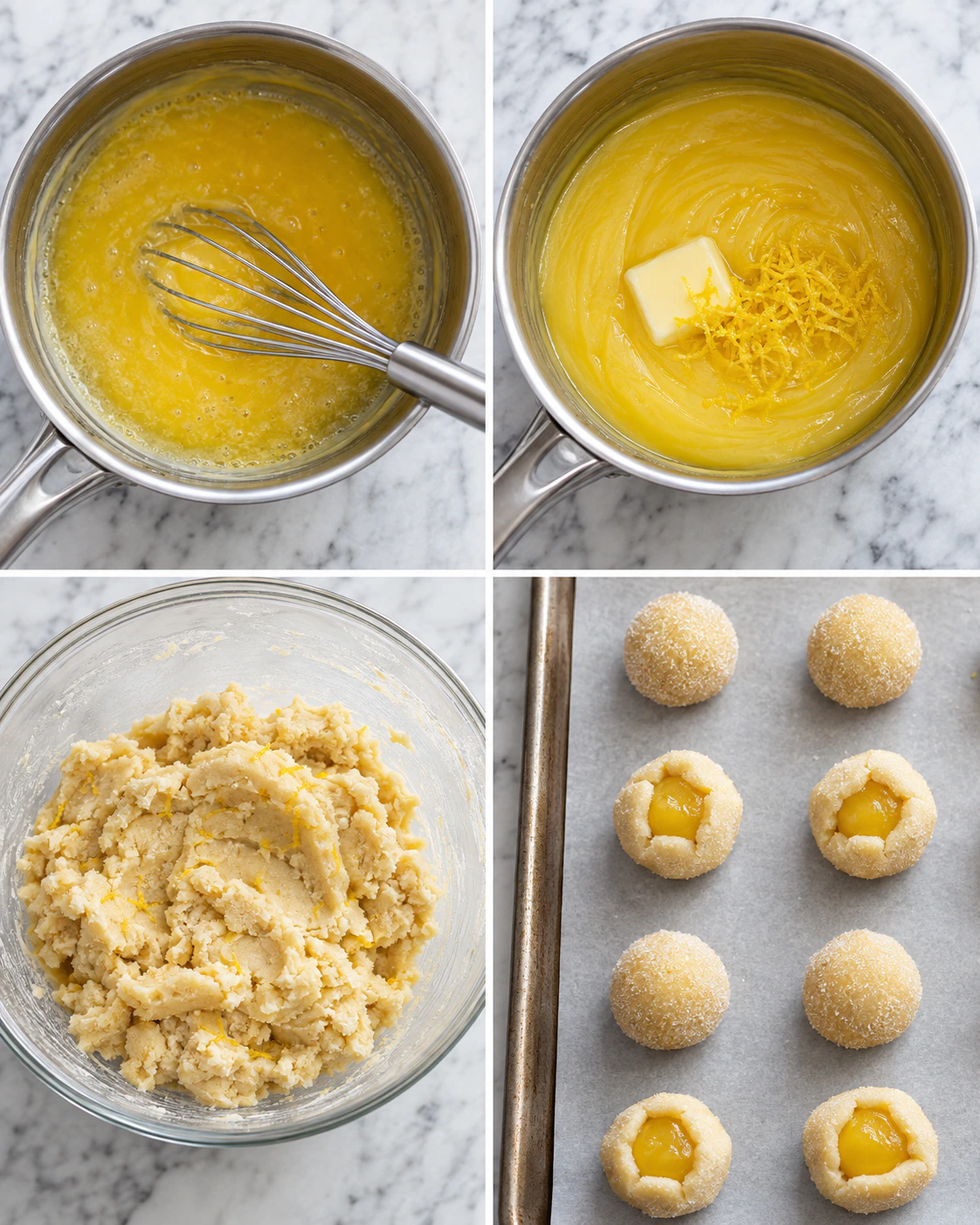 Four chronological preparation stages for Sweet Lemon Treats